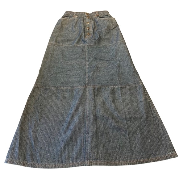 Betty's Blue Dresses & Skirts - Betty's Blue Shinji Abe Vintage Japanese Denim Maxi Skirt Button Herringbone Md*